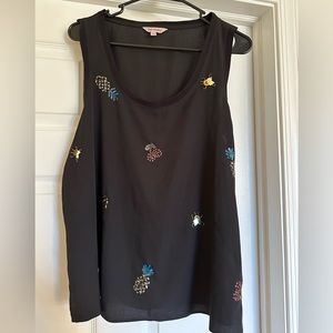 Juicy Couture Black Tank Top with Beaded Embellishments Size Large NWT